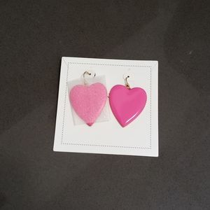 Pink heart chandelier earrings